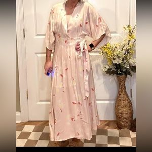 Peach wrap midi dress